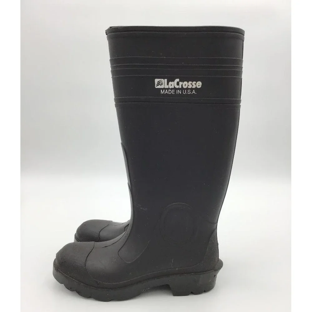 LaCrosse Black Rubber Boots Youth Size USA Tall Waterproof Workwear Barn Boots